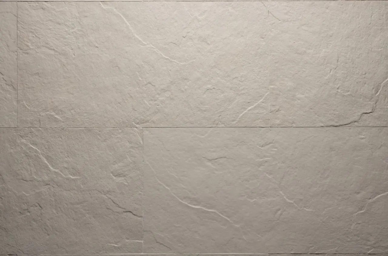 Beige S02 Slate Beige flexible tiles with natural slate relief and staggered joints